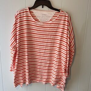 Mersea Women's Striped Tee - Qrange & White